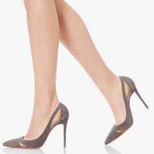 FSJ Grey Mesh High Heel Pump Pointed Toe Stiletto Thin Slip on Dress Prom Shoes